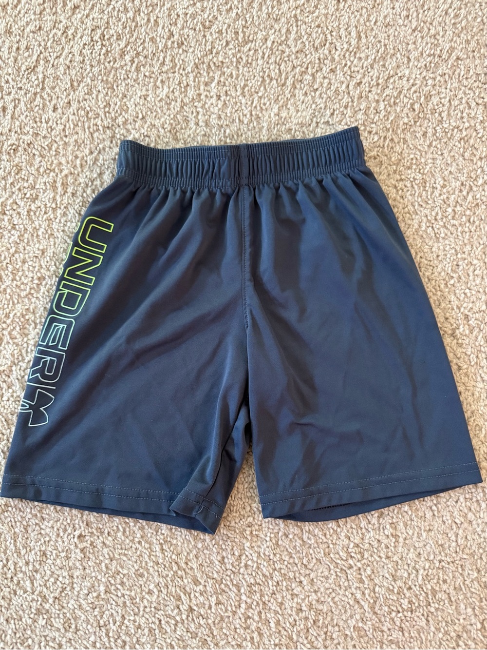 Under Armour dark slate gray Boys Athletic Shorts with Neon Logo